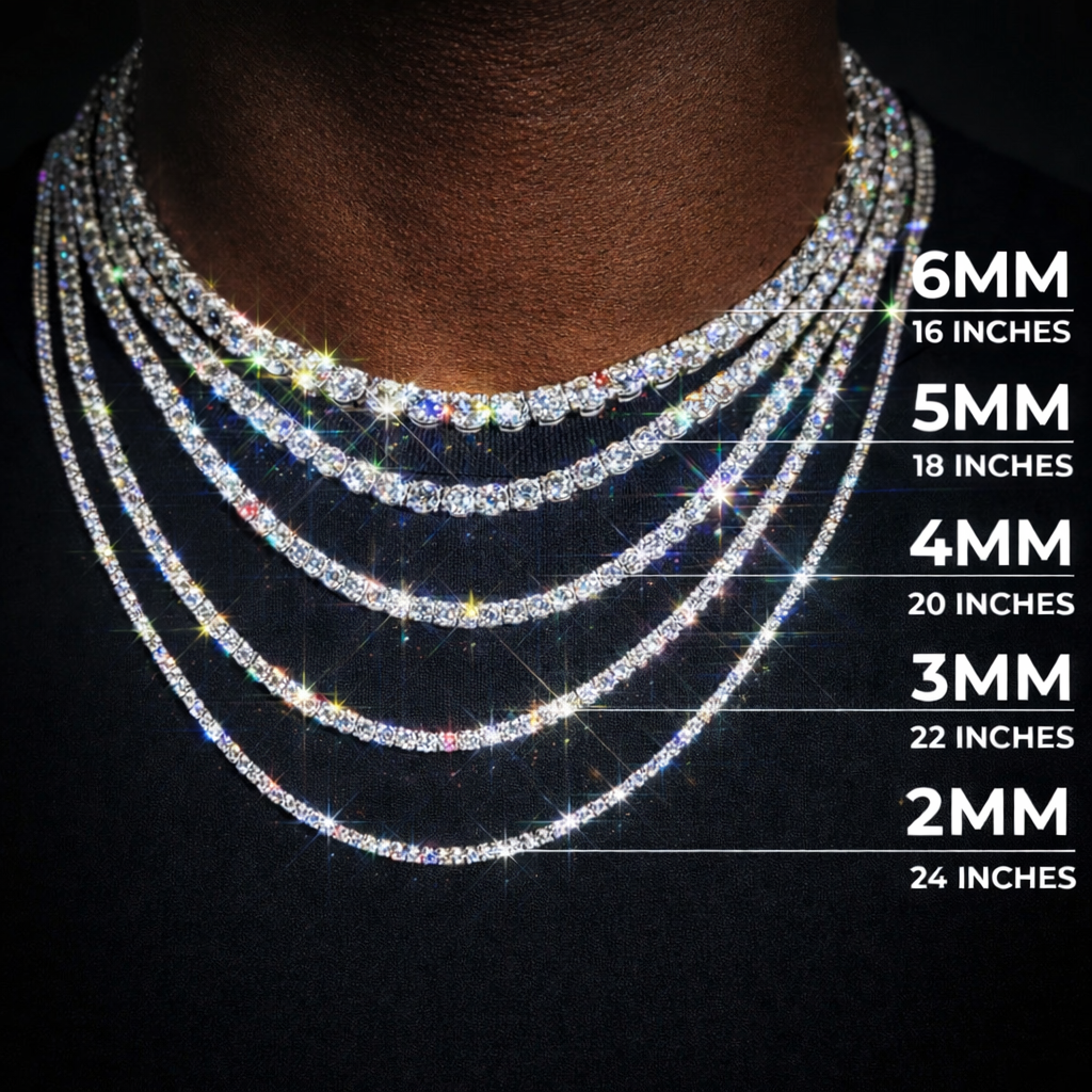 925 Sterling Silver Moissanite Tennis Chain (White Gold)