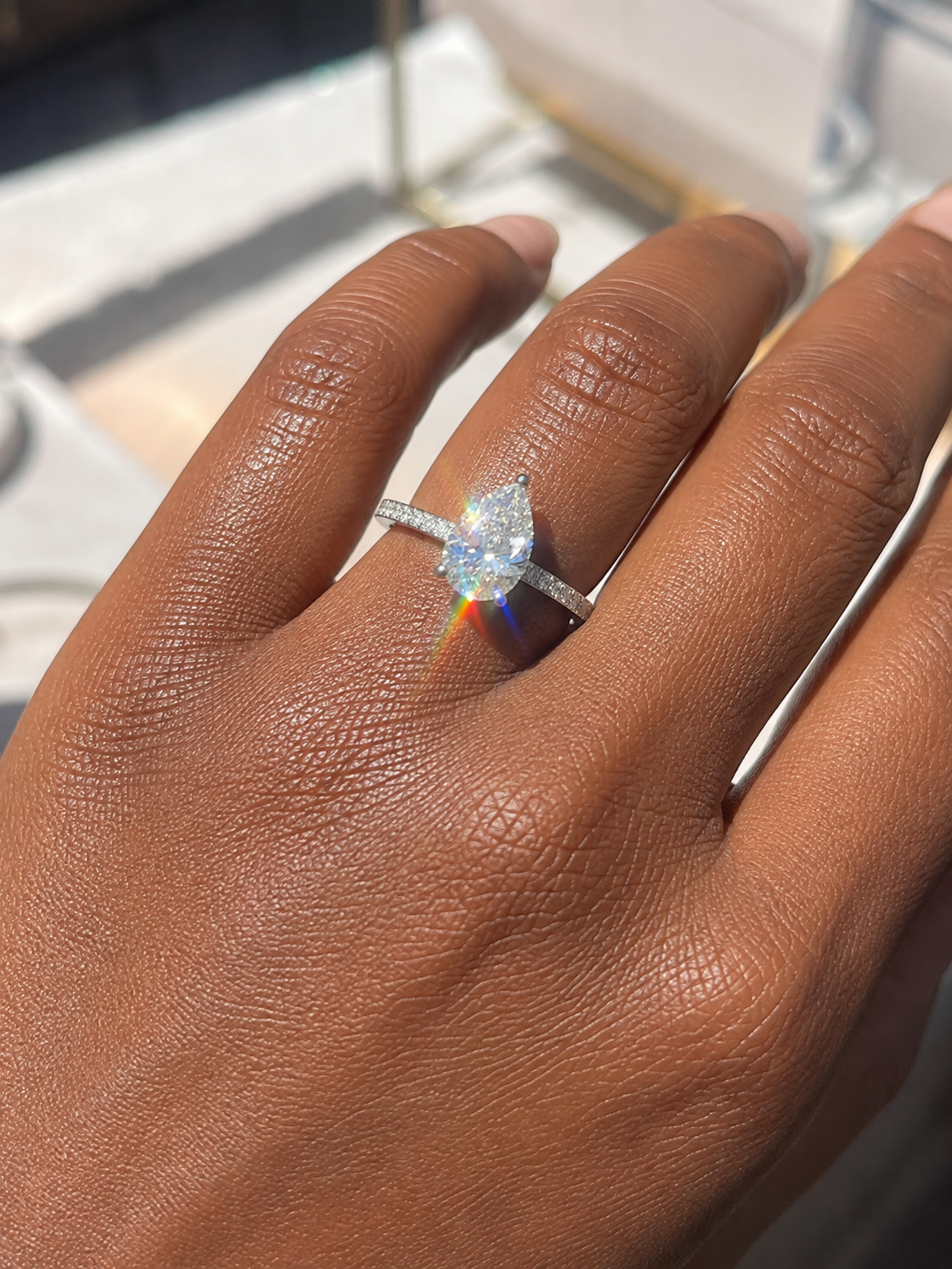 Pear Shaped Moissanite Ring
