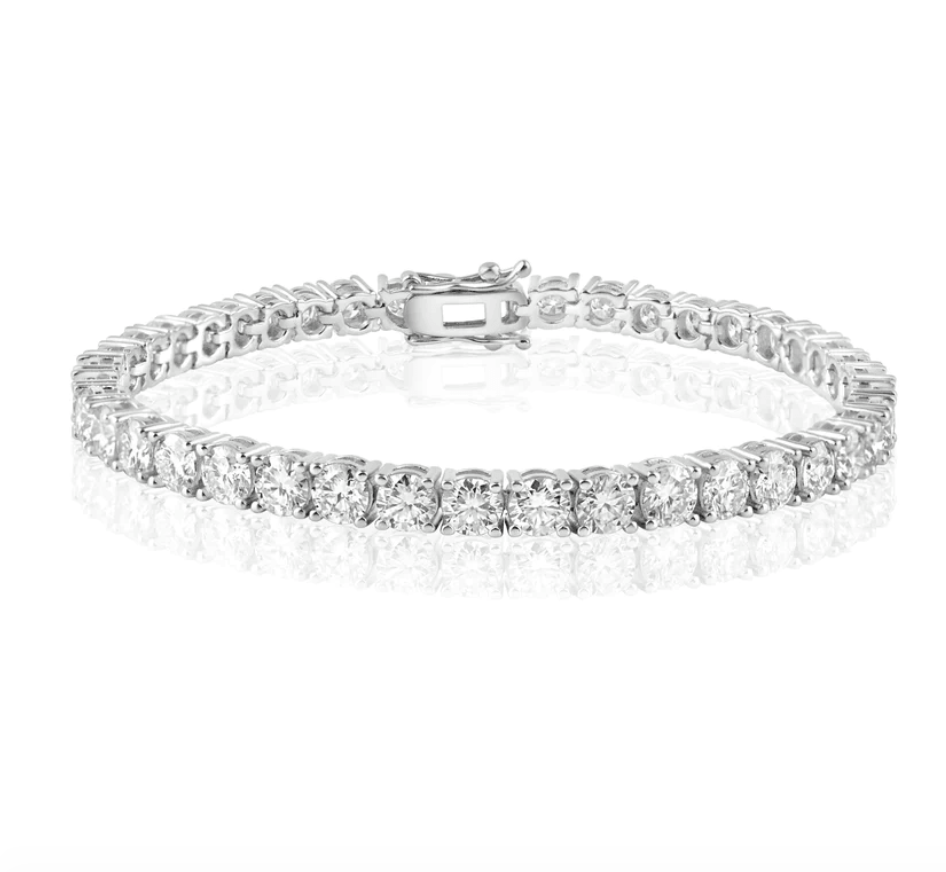 Rhodium Plated 925 Sterling Silver Moissanite Stone 2.5mm Tennis Bracelet