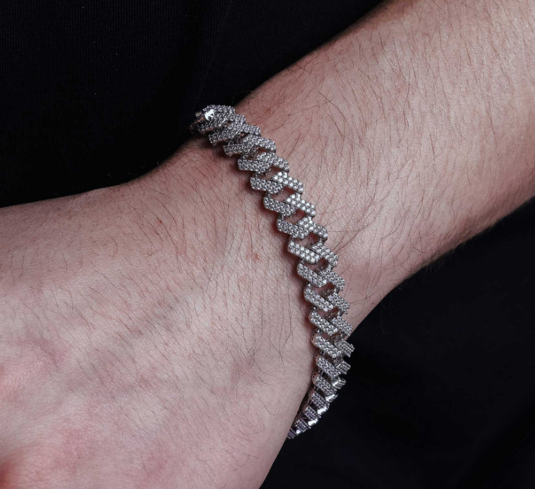 Moissanite Encrusted Miami Cuban Link 925 Sterling Silver