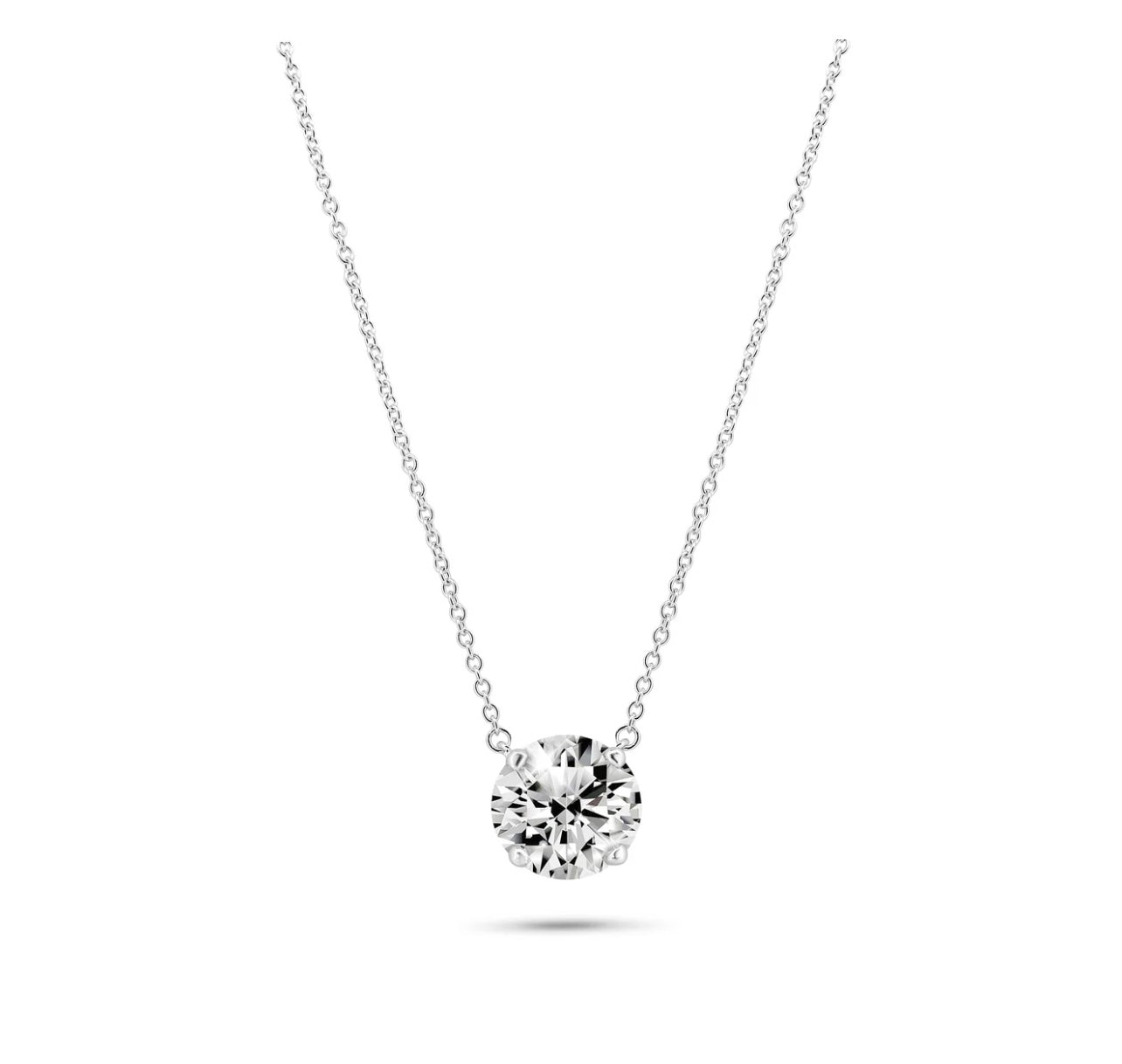925 Sterling Silver Moissanite Solitaire Stone Necklace