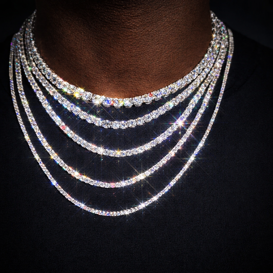 925 Sterling Silver Moissanite Tennis Chain (White Gold)