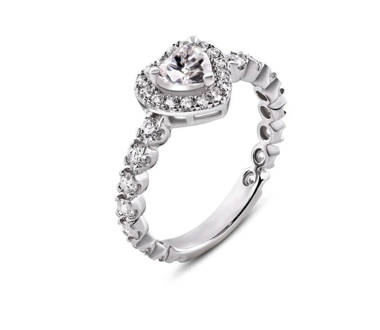 Moissanite 1.0 Ct Heart Shape Promise Ring
