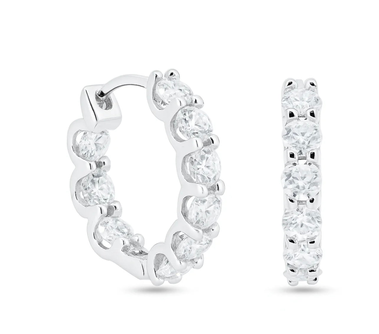 925 Sterling Silver Moissanite Stone Hoop Earrings 17.5mm