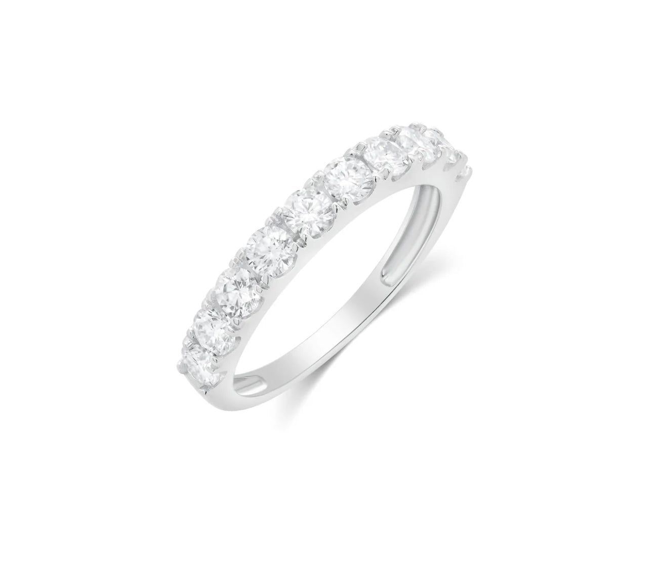 925 Sterling Silver Round Cut Moissanite Half Eternity 3mm Ring