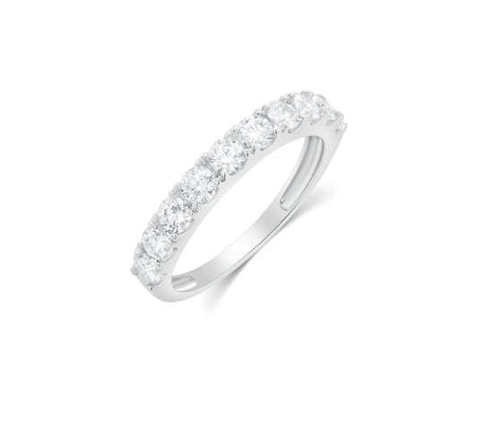 925 Sterling Silver Round Cut Moissanite Half Eternity 3mm Ring