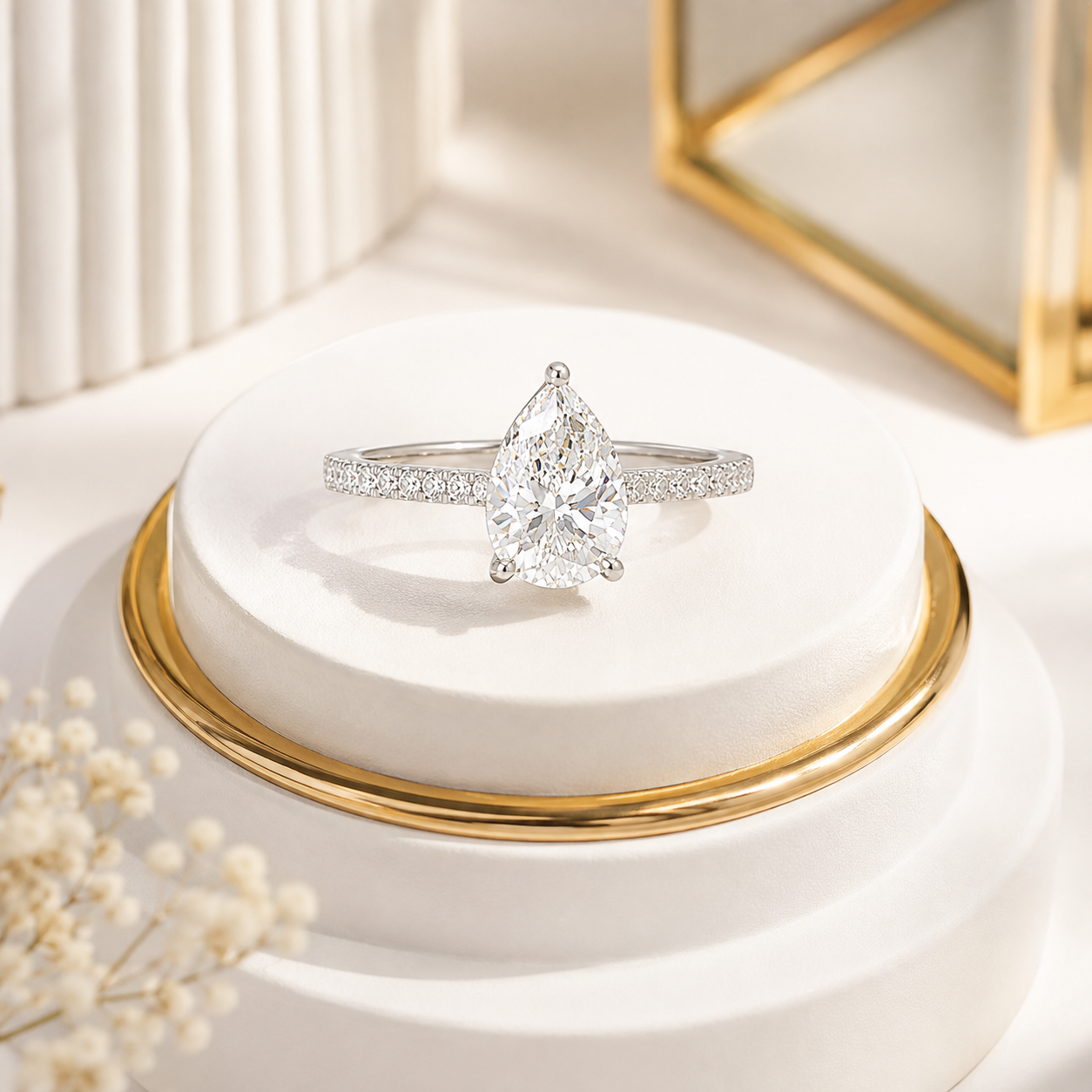 Pear Shaped Moissanite Ring
