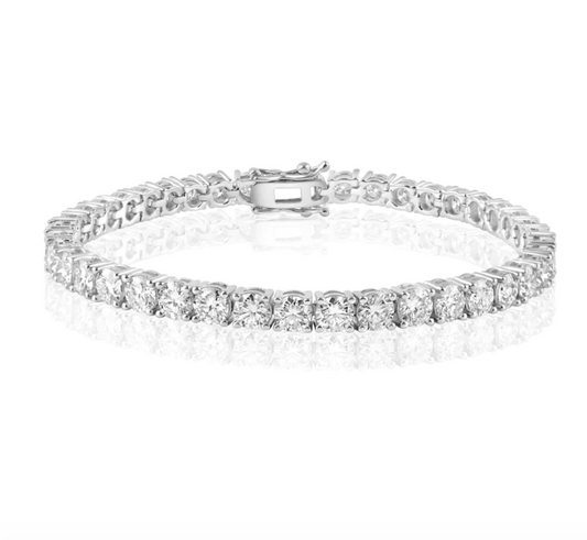 Rhodium Plated 925 Sterling Silver Moissanite Stone 2.5mm Tennis Bracelet
