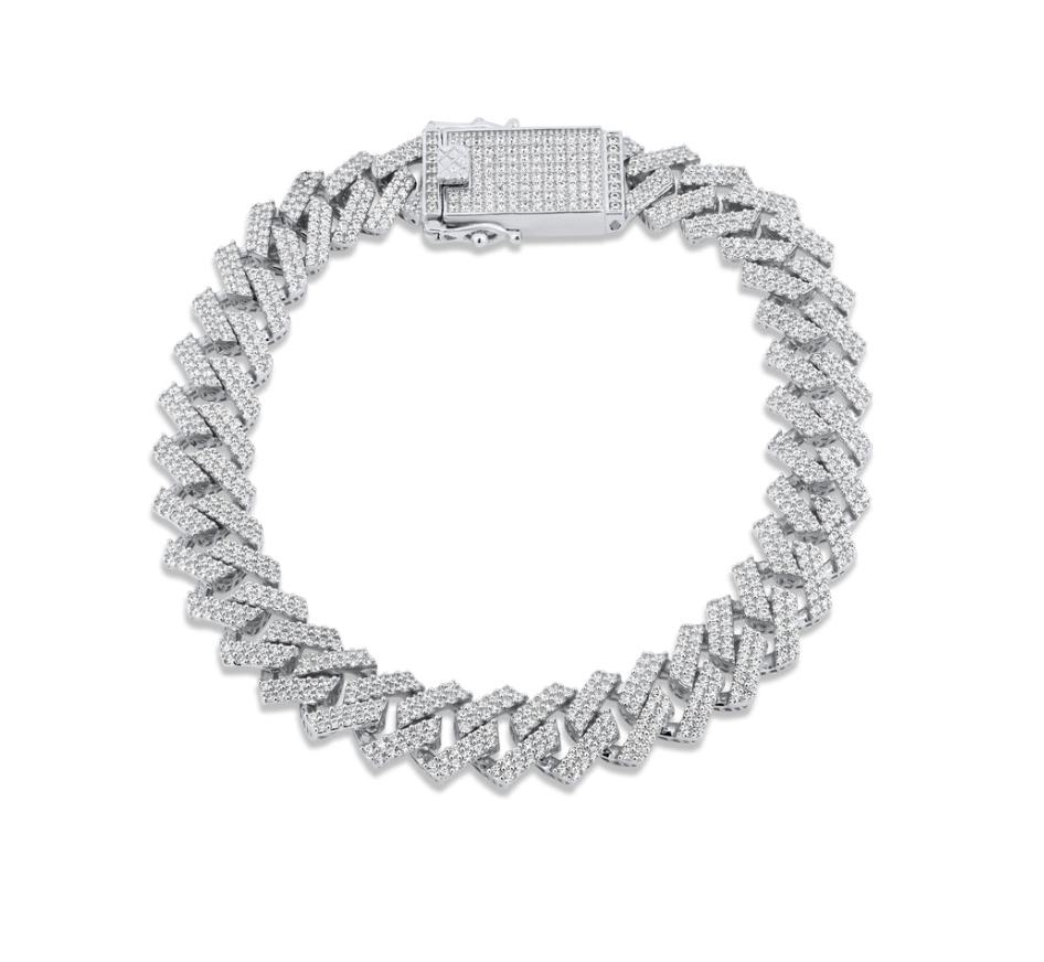 Moissanite Encrusted Miami Cuban Link 925 Sterling Silver