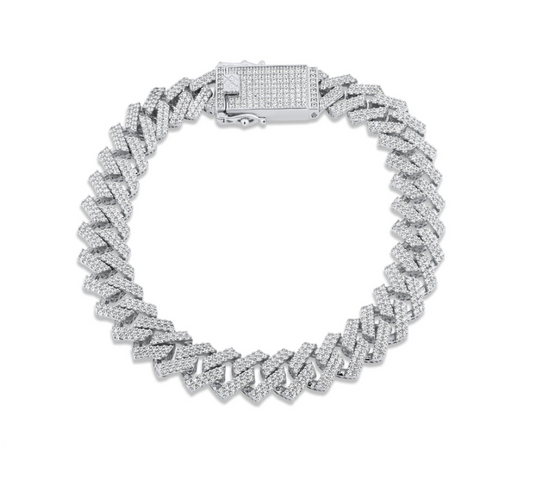 Moissanite Encrusted Miami Cuban Link 925 Sterling Silver