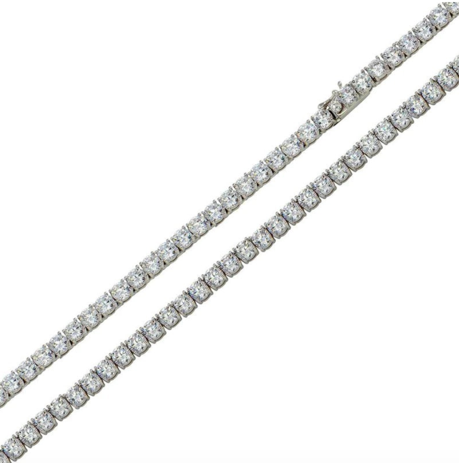 925 Sterling Silver Moissanite 3mm Stone Tennis Necklace