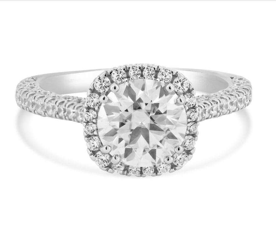 Rhodium Plated 925 Sterling Silver 2 Carat Moissanite Engagement Ring